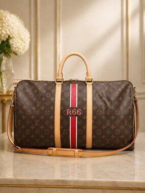 Authentic Louis Vuitton Keepall Bandouliere 55 Monogram Travel Duffle Bag Custom